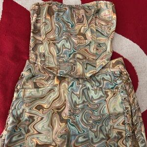 Stylish Multicolor Strapless 2 piece set